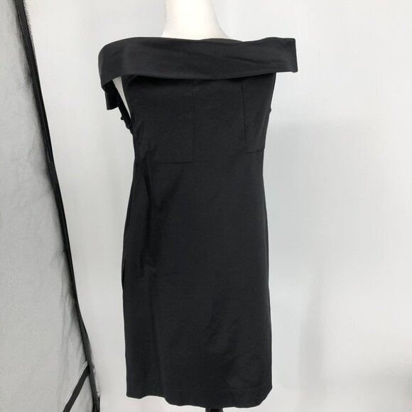 Diane Von Furstenberg Black Off The Shoulder Pia Midi  Dress w/ Bow tie size 6 - Picture 5 of 16